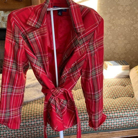 Evan Picone belted plaid jacket with pockets. Worn‎ once. - Picture 1 of 4